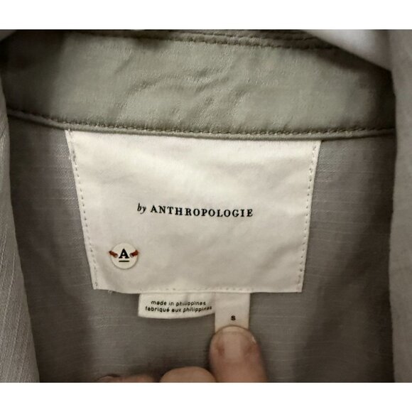 Anthropologie Sage Green Piped Trucker Jacket Size S, Boho - Picture 3 of 7